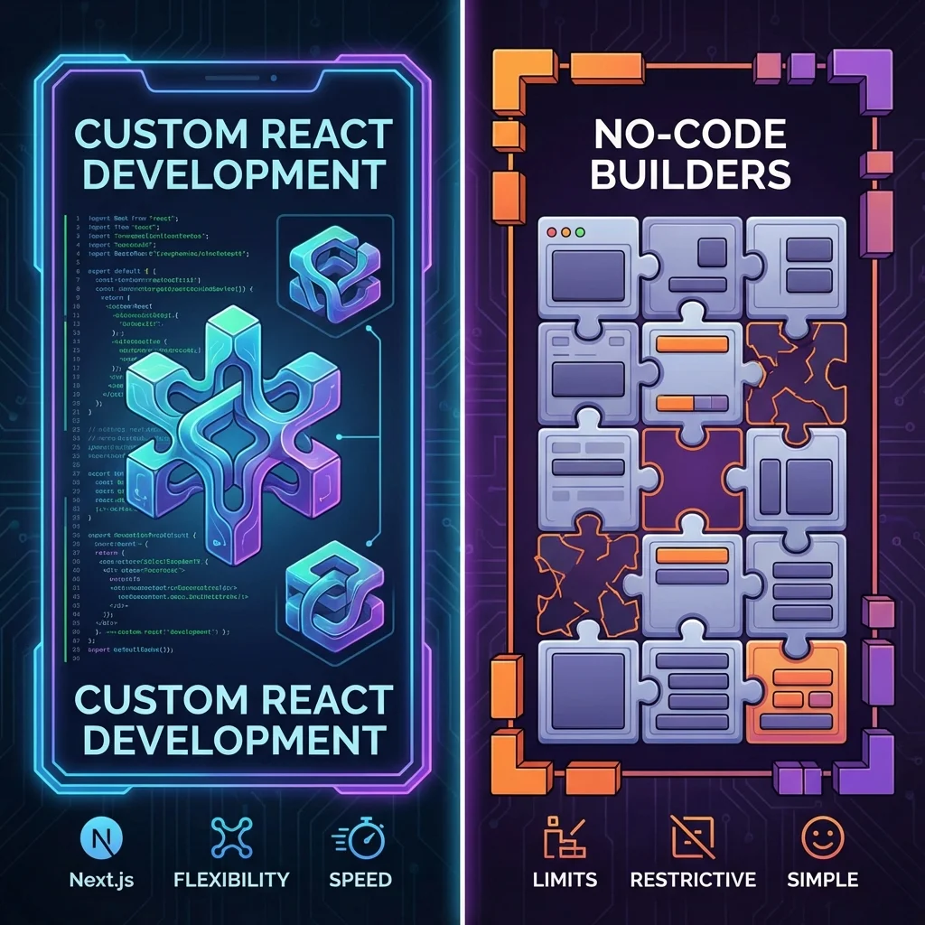 React vs No-code/Low-code в 2026: Когда кастомная разработка выгоднее конструкторов